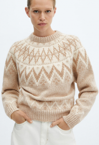 Crew neck sweater with trim
