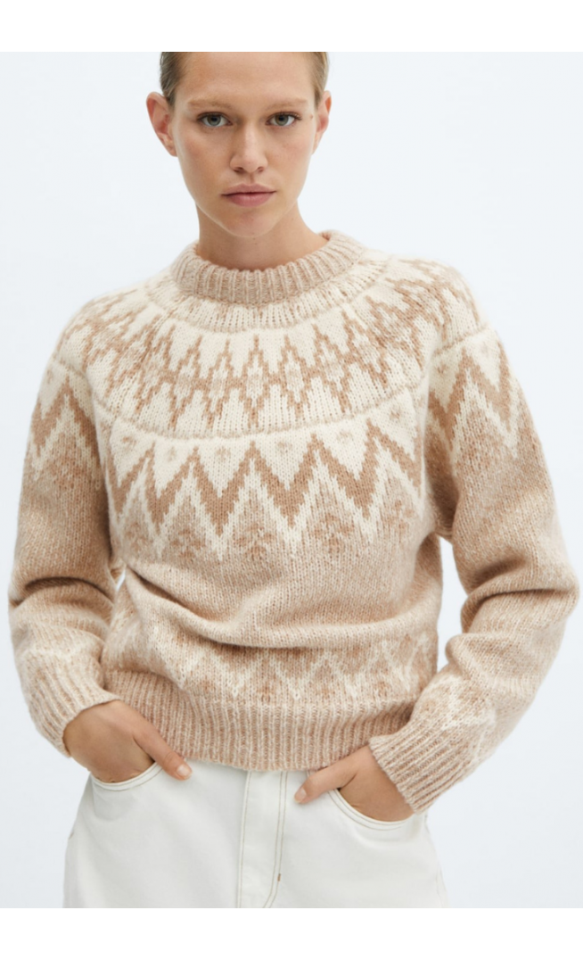Crew neck sweater with trim