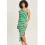 SPRINZY - Jumper dress - green and white stripe