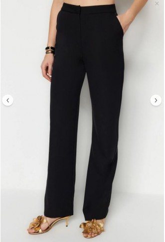Black Wide Leg Woven Trousers