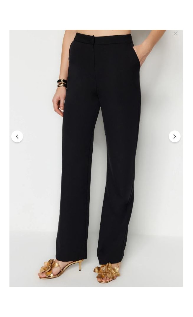 Black Wide Leg Woven Trousers