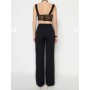 Black Wide Leg Woven Trousers
