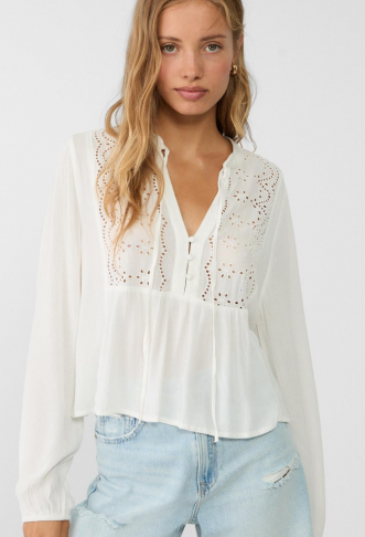 Embroidered flowing blouse