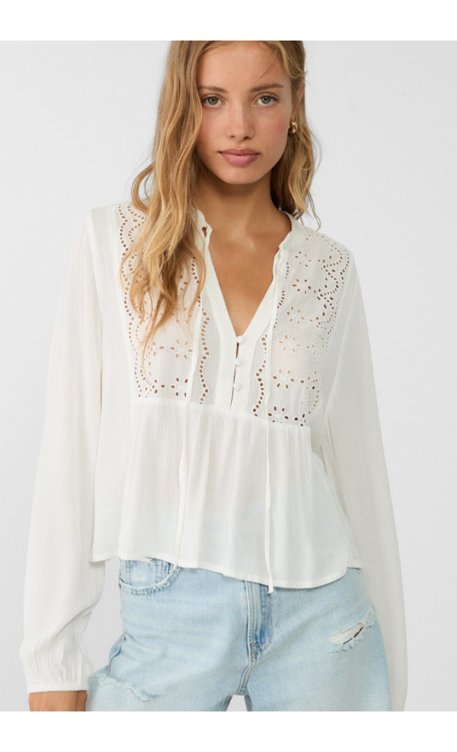 Embroidered flowing blouse