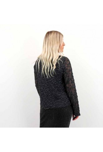 VMELGA LS SHORT BOATNECK GLITTER TOP