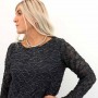 VMELGA LS SHORT BOATNECK GLITTER TOP