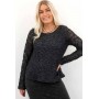 VMELGA LS SHORT BOATNECK GLITTER TOP