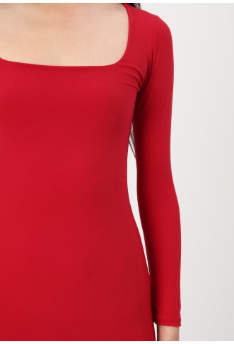 SQUARE NECK MIDI - Cocktail dress / Party dress - cherry red