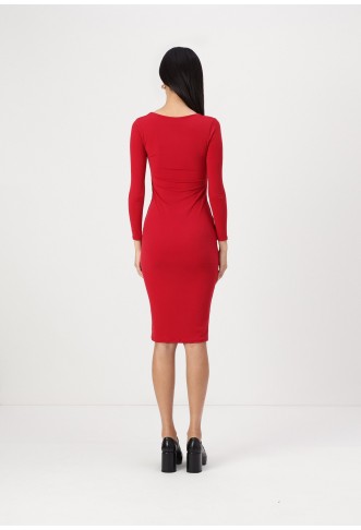 SQUARE NECK MIDI - Cocktail dress / Party dress - cherry red