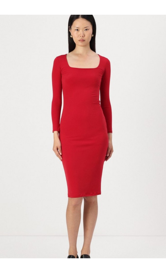 SQUARE NECK MIDI - Cocktail dress / Party dress - cherry red