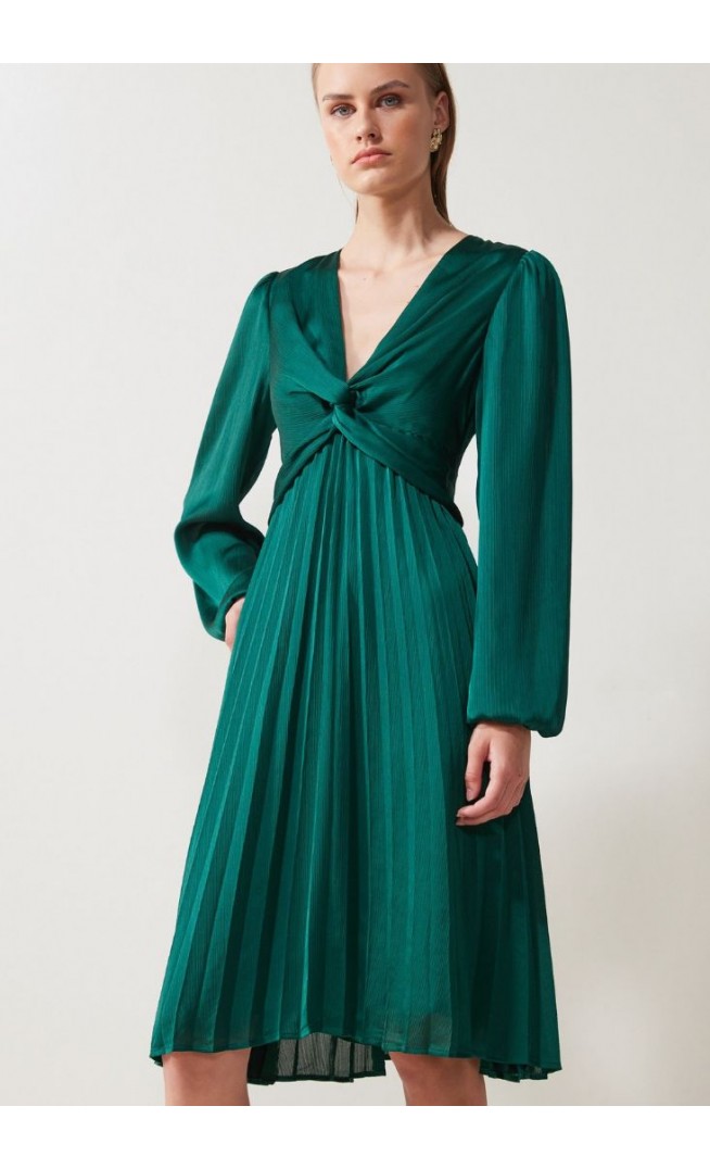PLISSEE MINI DRESS - Day dress - dark green