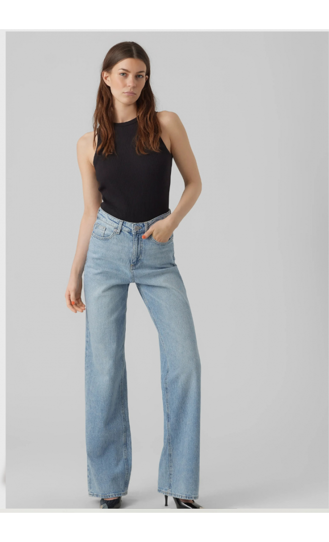 VMTESSA HR WIDE JEANS RA339 GA NOOS - Pantalons larges