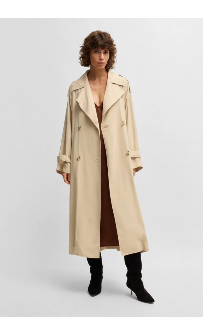 Loose-fit trench coat with belt