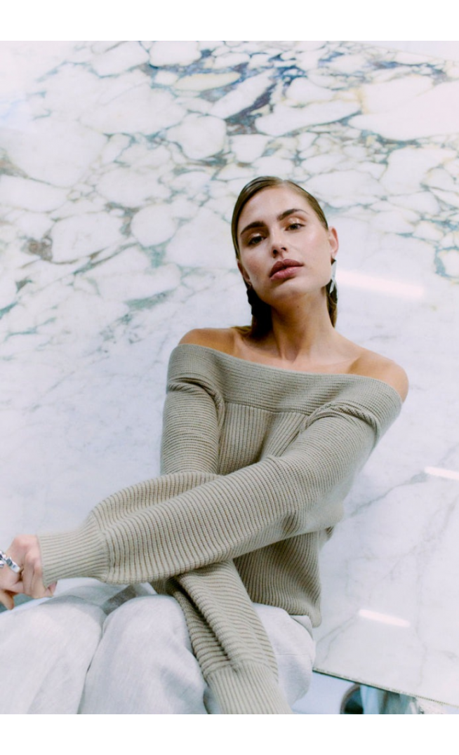 CMCOLIN - RIBBED PULLOVER IN BEIGE