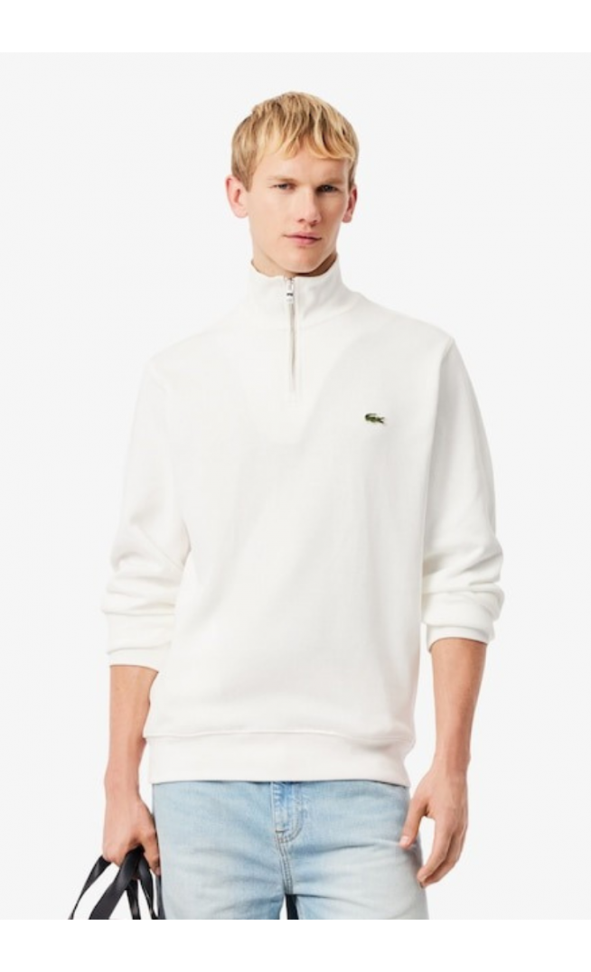 Interlock zip-up sweatshirt with high neck