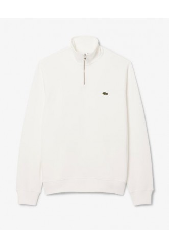 Interlock zip-up sweatshirt with high neck