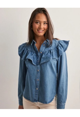 ONLY - Button-down blouse - denim