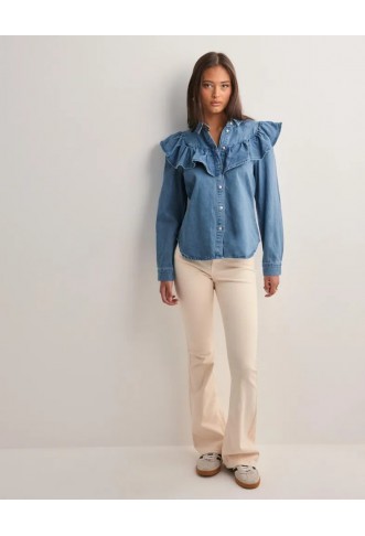 ONLY - Button-down blouse - denim
