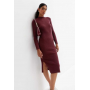 Burgundy Ribbed Knit Long Sleeve Dress