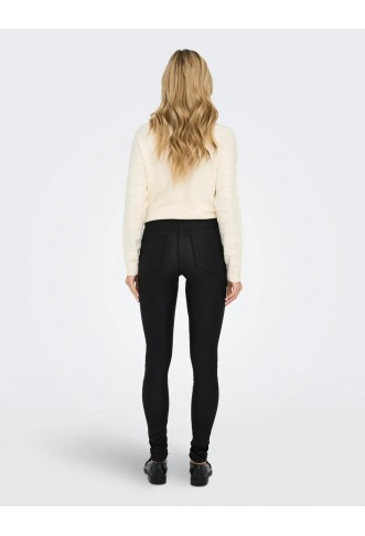 ONLYMID WAIST COATED PNT NOOS - Trousers