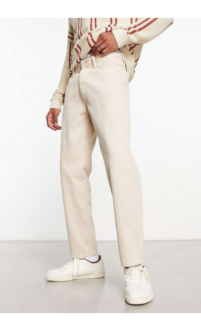 Bershka straight vintage jeans in beige