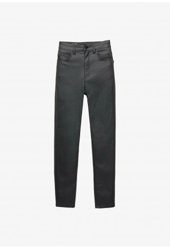 PULL&BEAR Leather trousers - black