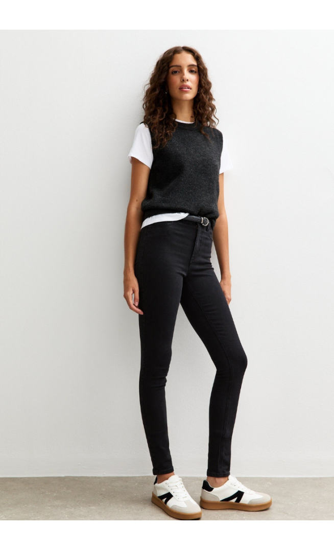 Tall Washed Black Mid Rise Amie