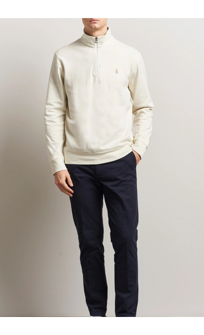 Double Knit Half-Zip Sweater  Cream