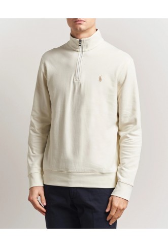 Double Knit Half-Zip Sweater  Cream