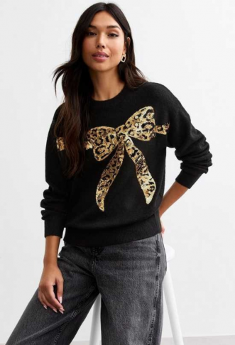 Black Christmas Leopard Jumper