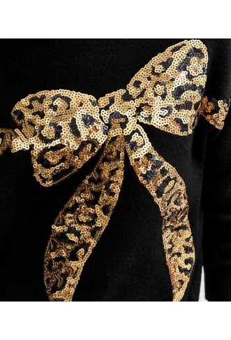 Black Christmas Leopard Jumper