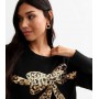 Black Christmas Leopard Jumper