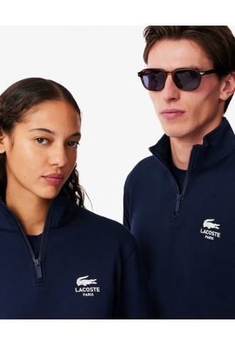 High Neck Zip-Up Print Sweatshirt