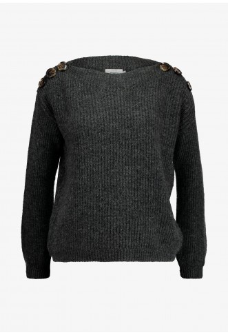 ONLY  BUTTON - Jumper - dark grey melange