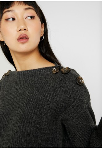 ONLY  BUTTON - Jumper - dark grey melange