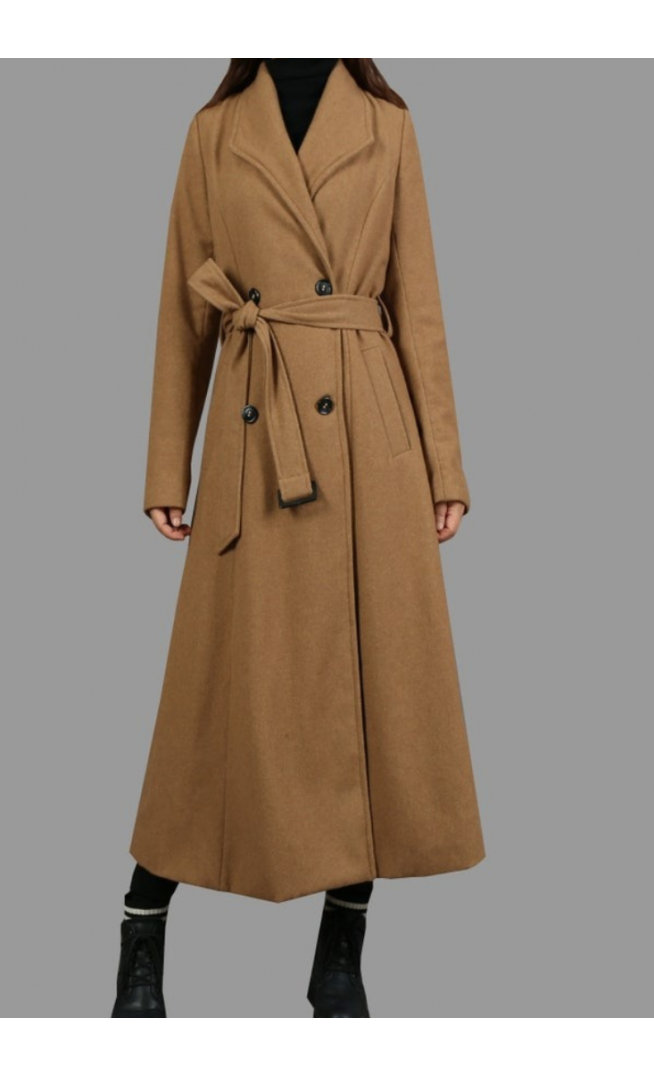 Belted Wool Maxi Coat