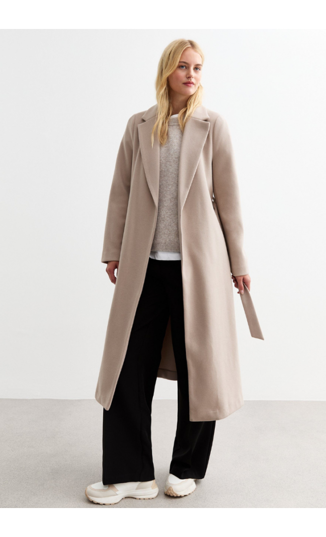 Tall Cream Tailored Unlined Longline Belted Coat