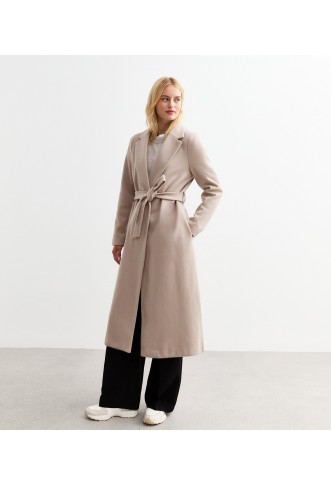 Tall Cream Tailored Unlined Longline Belted Coat