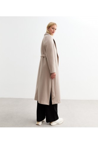 Tall Cream Tailored Unlined Longline Belted Coat