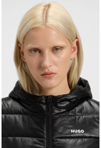 Water-repellent puffer jacket with contrast logo