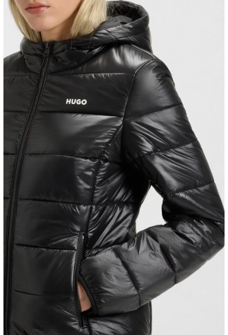 Water-repellent puffer jacket with contrast logo