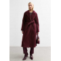 Burgundy Long Belted Unlined Coat