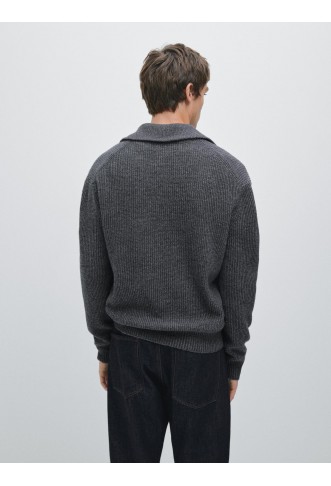 Mock neck knit sweater with zip