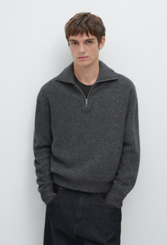 Mock neck knit sweater with...