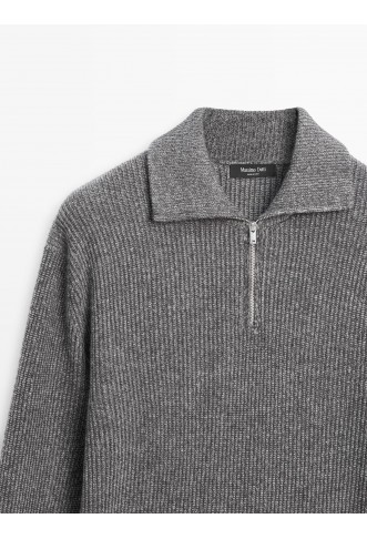 Mock neck knit sweater with zip