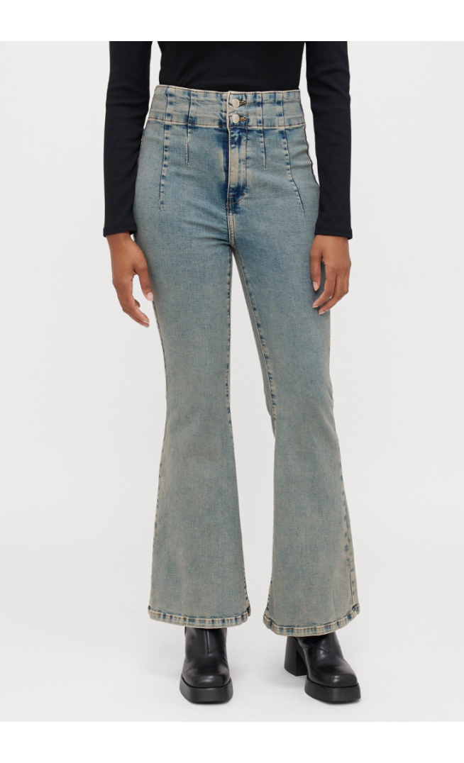 ONLY - Flared Jeans - dark blue denim overdyed