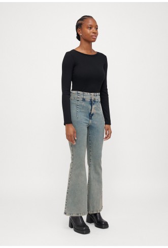 ONLY - Flared Jeans - dark blue denim overdyed