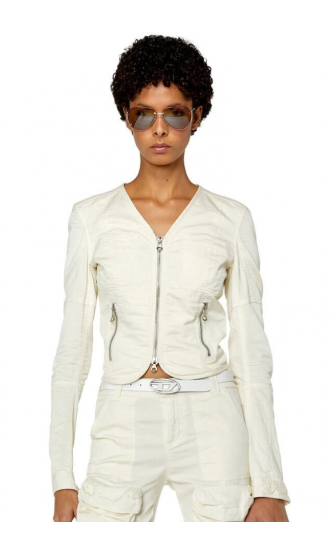 Diesel low v neck full zip jacket  Cream