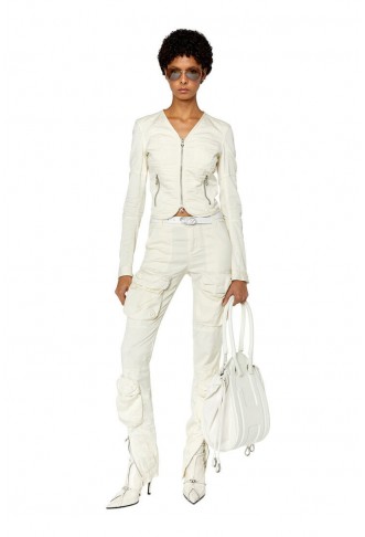 Diesel low v neck full zip jacket  Cream