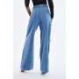 Light Blue Cargo Pocket Straight Leg Jeans - Mylah